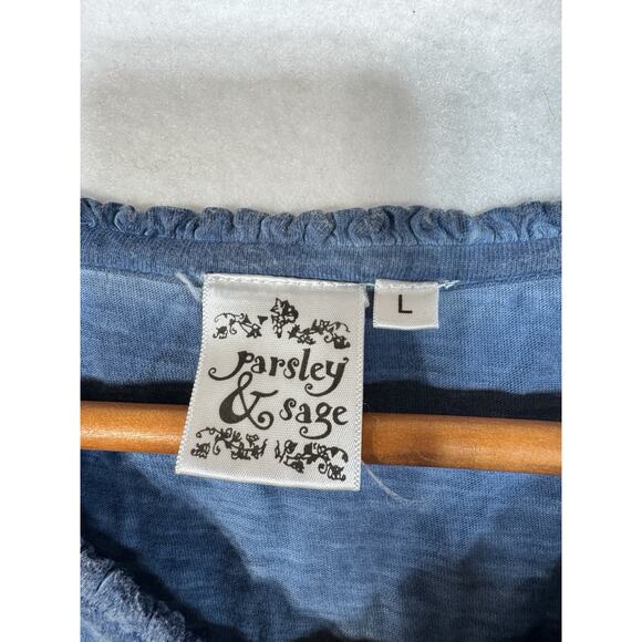 Lot Of 3 Parsley And Sage Tops. 1 Solid Blue. 2 Patterned. Large - Picture 5 of 10